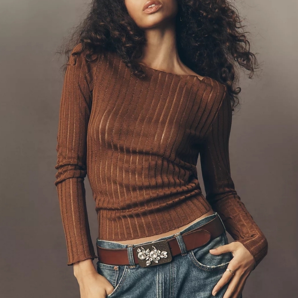 NWT Pilcro Metallic Layering Knit Tee